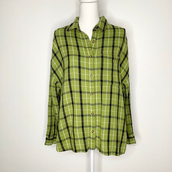 Roxy Tops - Roxy / Chloe Kim Green Plaid Button Down Flannel Shirt - Women’s M / L